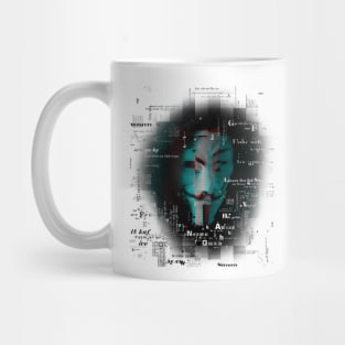 Guy Fawkes mask with glitch effect Mug